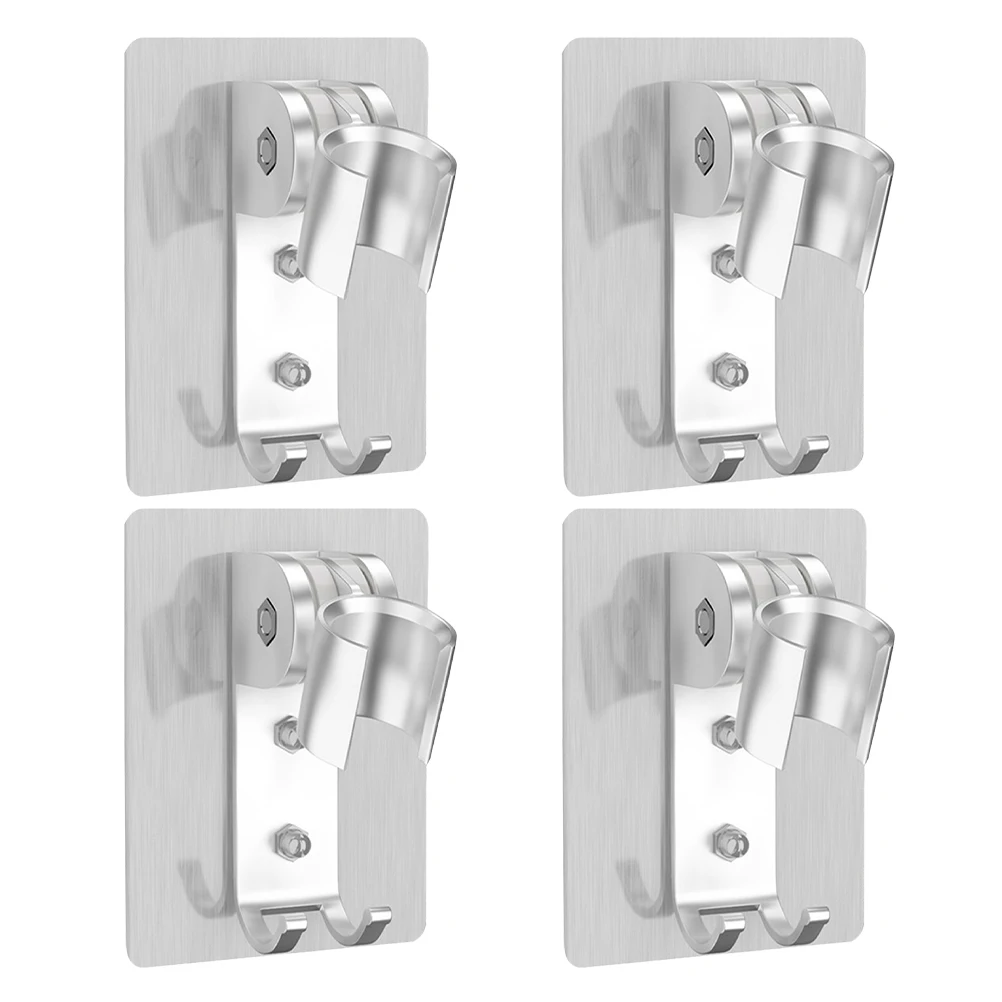 

4pcs Head Holder Wall Mount: Adjustable Handheld Shower Wand Bracket Strong Adhesive No Drilling For Tiles Glass Space-Saving