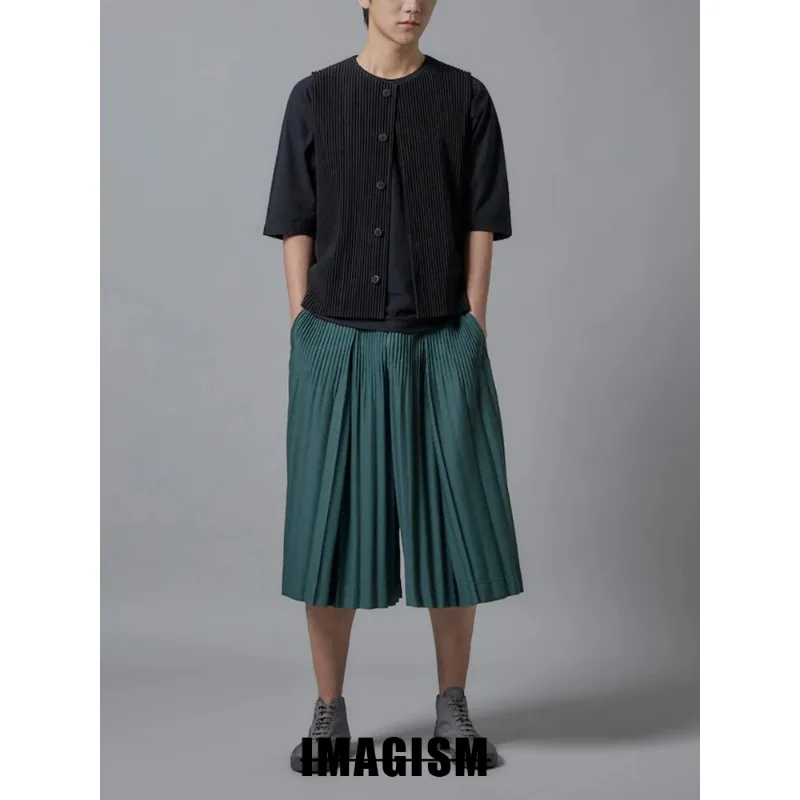 Miyake Pieghe Sette Pantaloni Da Uomo 2025 Autunno Nuovo Giapponese Senior Senso del Comfort Pieghettato Casual Allentato Sette Ombrello Pantaloni Da Uomo