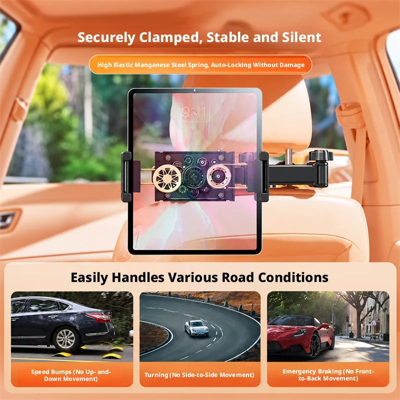 SEAMETAL Car Tablet Holder Universal Backseat Headrest Phone Mount Stand Adjustable Seat Extension Bracket for iPad Accessories view 6