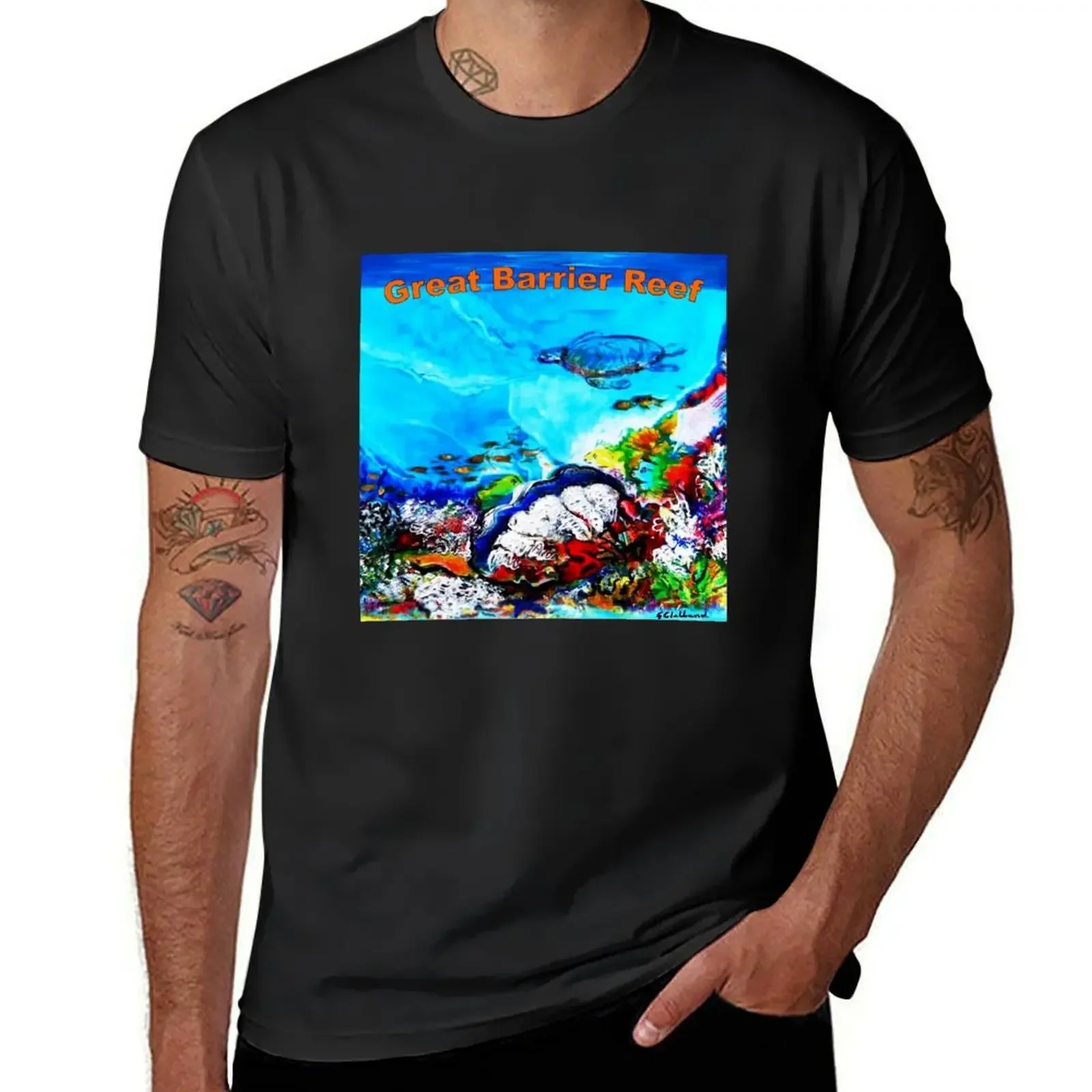 Great Barrier Reef T-Shirt oversized korean fashion shirts graphic tees blacks black t shirts for men