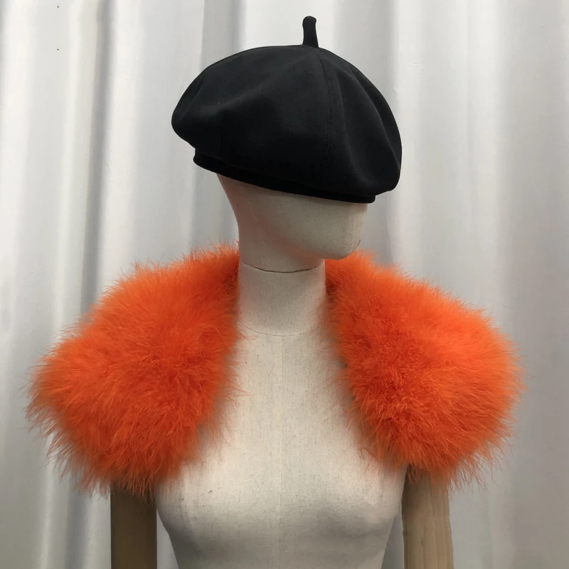 

Women's Real Ostrich Feather Fur Shrug Shawl Shoulder Wraps Bride Wedding Cape Vintage Accessories Orange Royal Blue