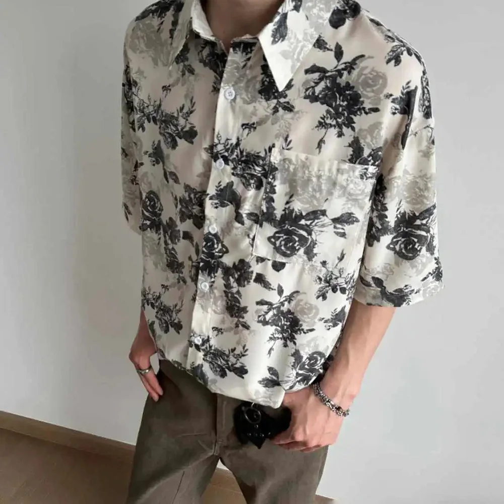 

Мужские гавайские рубашки, повседневные рубашки для пляжного отдыха, летняя уличная одежда, модные молодежные топы с короткими рукавами, мужская одежда, новинка 2023 года