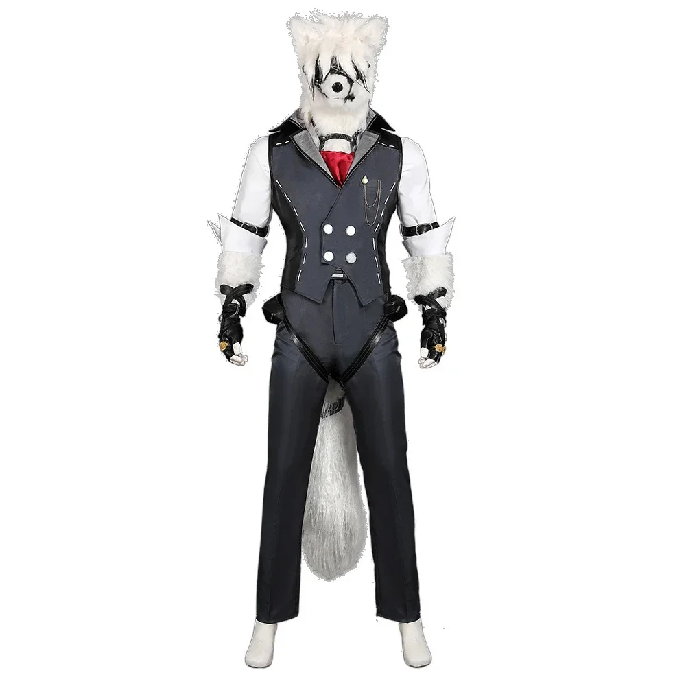 

Game Von Lycaon Cosplay Costume Werewolf Suit Uniform Vest Shirt with Fluffy Headwear Tail Outfit for Halloween Party Set