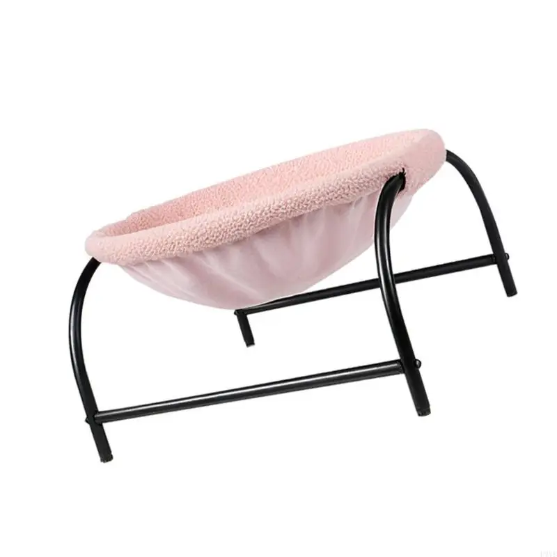 سرير مرتفع للقطط، هيكل مقوس، إطار فولاذي متين، يمكن غسله في الغسالة، كراسي الحيوانات الأليفة سهلة التجميع P9YB