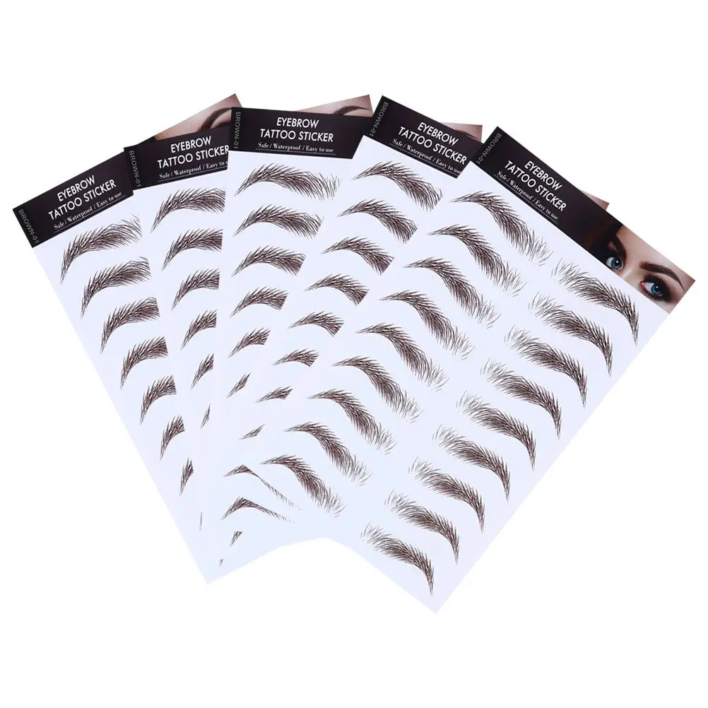 

5Pcs Fake Eyebrow Stickers Imitation Eyebrow Transfer Stickers Quick Application Full Natural Looking Eyebrows for Beginners