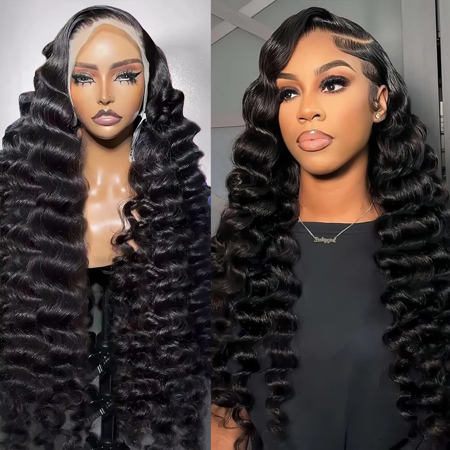 

300 Density Loose Deep Wave Lace Frontal Wig 13x6 Hd Glueless Natural Wave Curly Lace Front Human Hair Wigs For Women 30 40 Inch