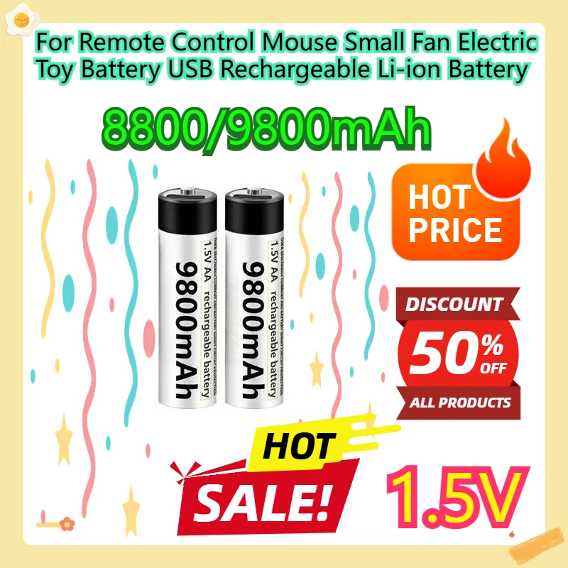 

For Remote Control Mouse Small Fan Electric Toy Battery USB Rechargeable Li-ion Battery 1.5V 9800 MAh
