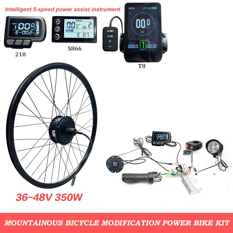 Комплект для электрического велосипеда с комплектом для электрического велосипеда ebike, 20 дюймов, 26 дюймов, 27,5, 700C, 350 Вт, передний и задний электрический мотор-концентратор колеса