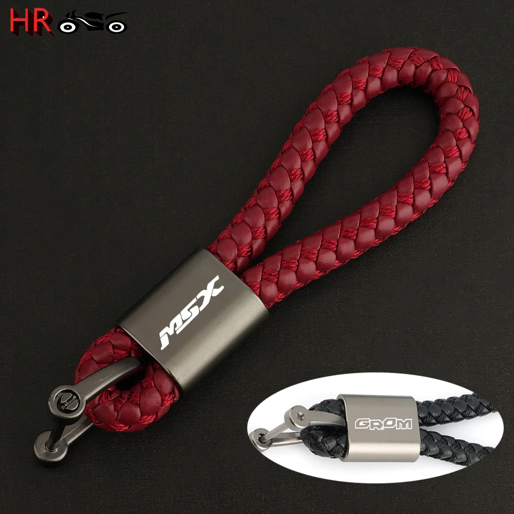 New Fashion Motorcycle Leather Rope Keychain For Honda MSX125 Grom MSX 125 2013 - 2021 2022 Keyring Key Chain Ring Accessories