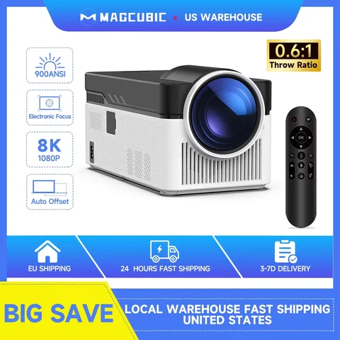 Magcubic HY450 Ultra Kısa Mesafe Projektör 900ANSI 8K 1080P BT5.4 Otomatik Ofset Elektronik Odaklama Ev Sineması Sesli