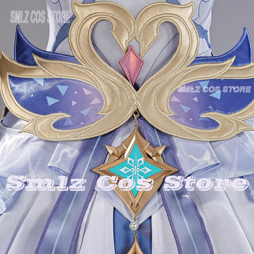 Genshin Impact Odette Cosplay Costume Women Sexy Play Outfit Dress Elegant Halloween Party Prop Wig view 5