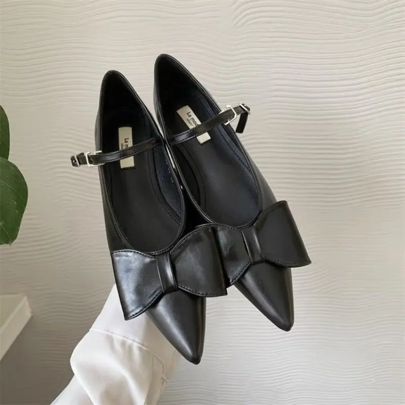 

2024 Pumps Spring Autumn New Style Fashion Shallow Mouth Comfortable Butterfly-knot Lovely Pointed Toe Women's Shoes Size 35-40