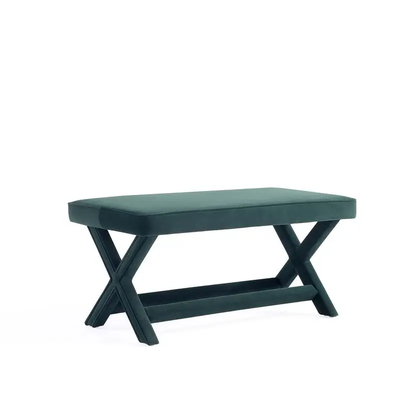 

Mid-Century Modern Green Velvet Upholstered Bench - Stylish Seating for Home Décor