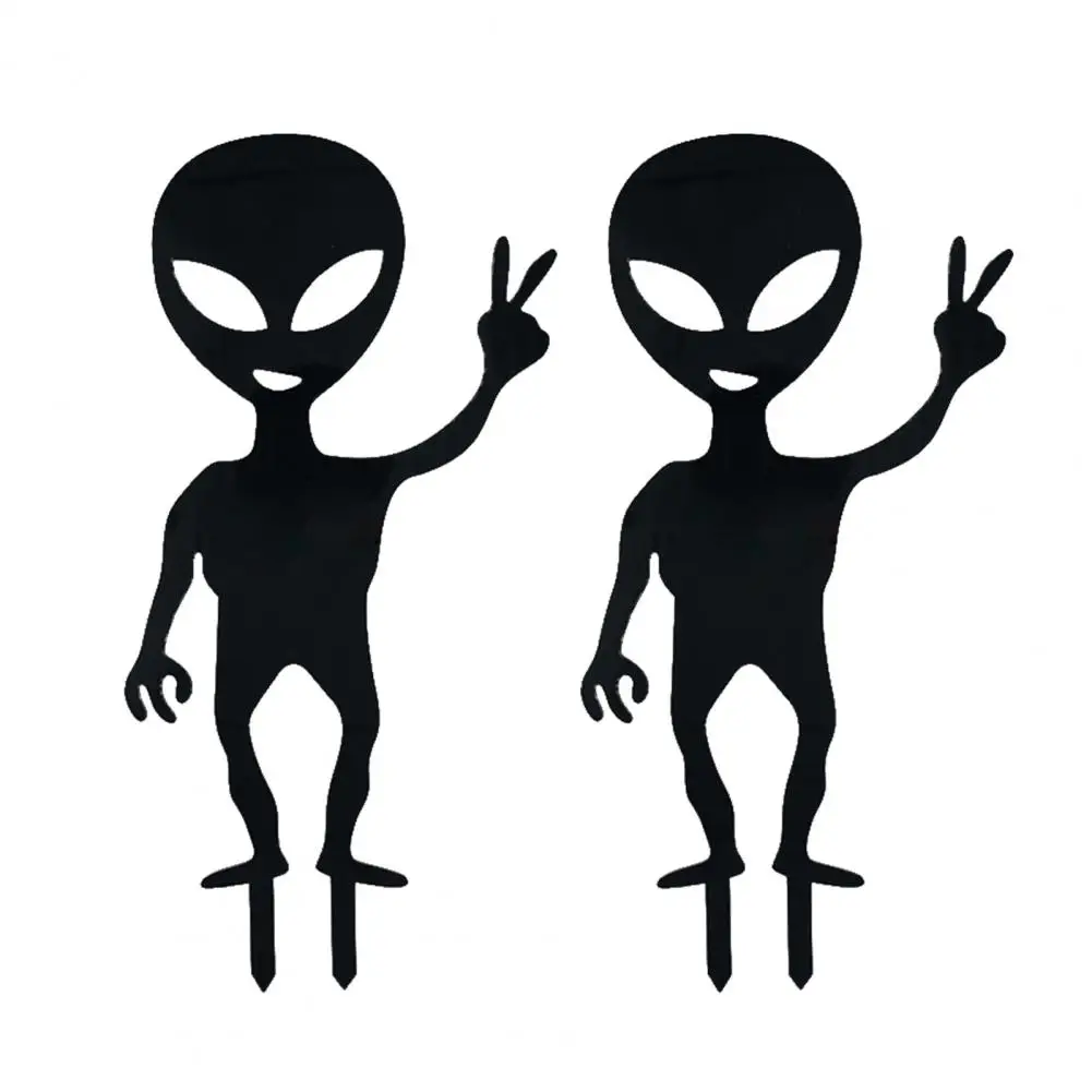 Garden Stake Fun Pose Realistic Style Sharp Tip Decoration Non-breakable Funny Black Aliens Yard Art Insert Sign Courtyard Suppl