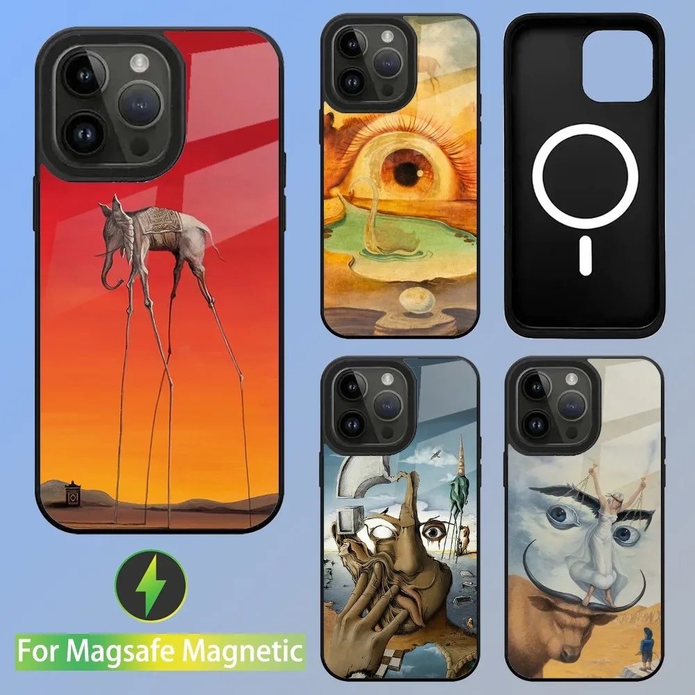 S-Salvador D-Dali Painting Surrealism Phone Case For iPhone 15,14,13,12,11,Plus,Pro,Max Mini Magsafe Magnetic Wireless Charging