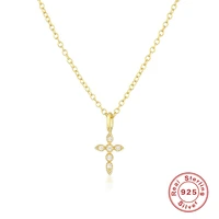 Aide 925 Sterling Silver Necklaces Charms for Women Crystal Cross Clavicle Collar Chain Simple Choker Necklace Accessories Gift - Image 3