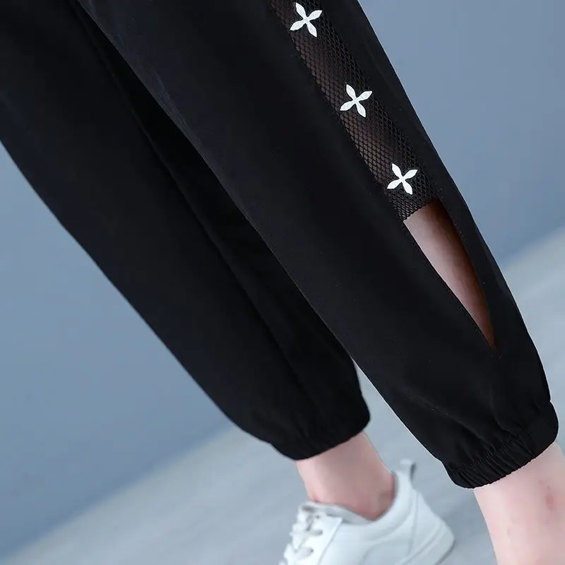 Ice Silk Quick-drying Pants Summer Thin 2025 New Hollow-out Casual Harem