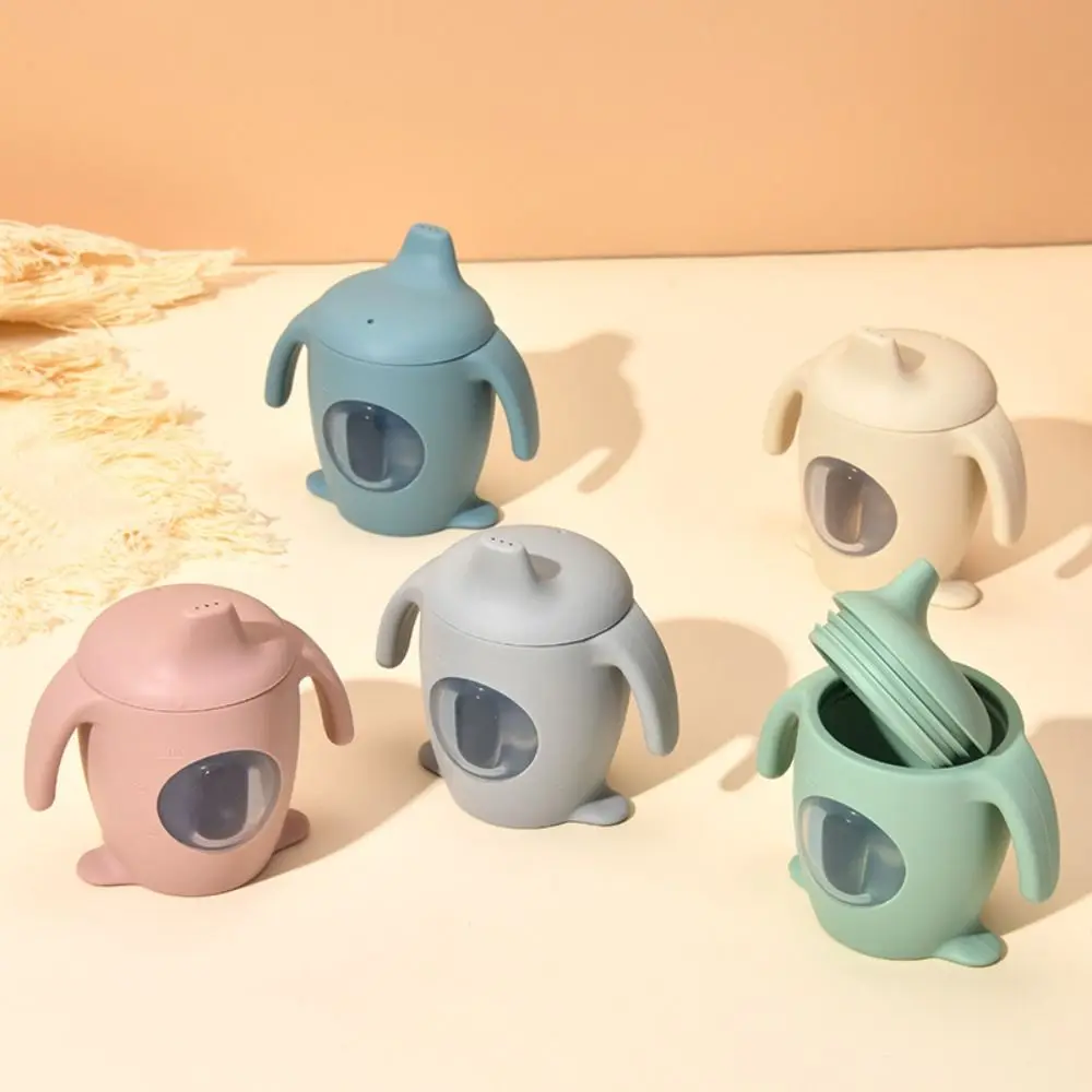 

Penguin Shape Baby Silicone Sippy Cup Learning Cup Visible Cartoon Water Bottle BPA Free Silicone Transparent Cups Infant