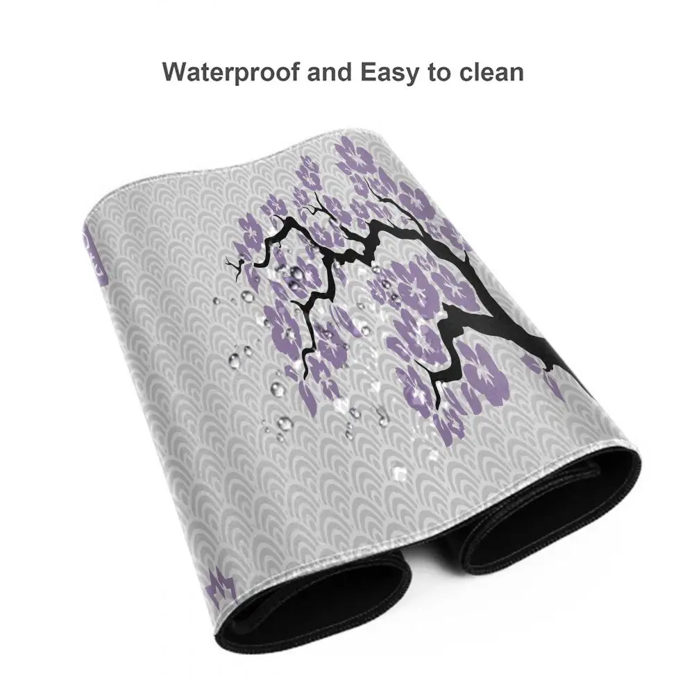 Alfombrilla de ratón japonesa con flor de cerezo, alfombrilla de escritorio gris para ordenador portátil, alfombrilla de ratón Sakura, alfombra de oficina de Anime, teclado de jugador, escritorios de ordenador