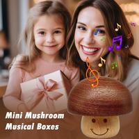 Wind-up Mini Cute Mushroom Musical Boxes Wooden Music Box Desktop Decoration Delicacy Birthday Gift Exquisite Appearance