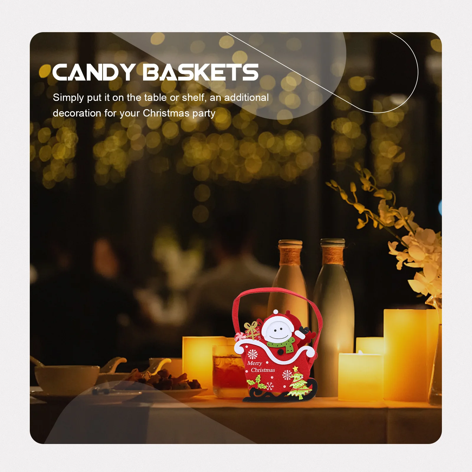 

1Pcs Christmas Candy Basket Felt Cloth Xmas Storage Basket Desktop Decoration Candy Container Xmas Desktop Decor