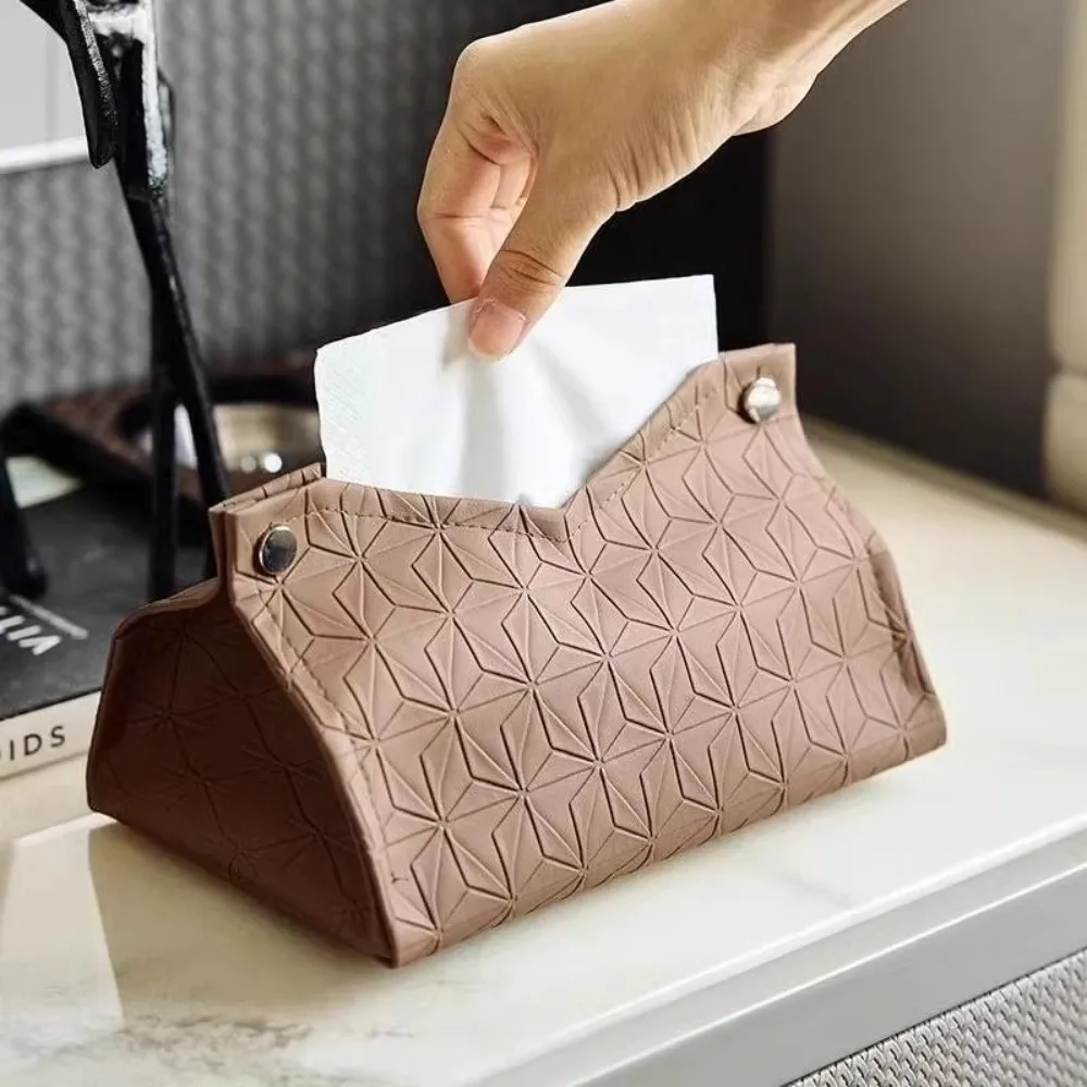 Geometric Texture Tissue Box Simple Household Storage Box Tissue Cover Light Luxury Toilet Paper Box Living Room Coffee Table