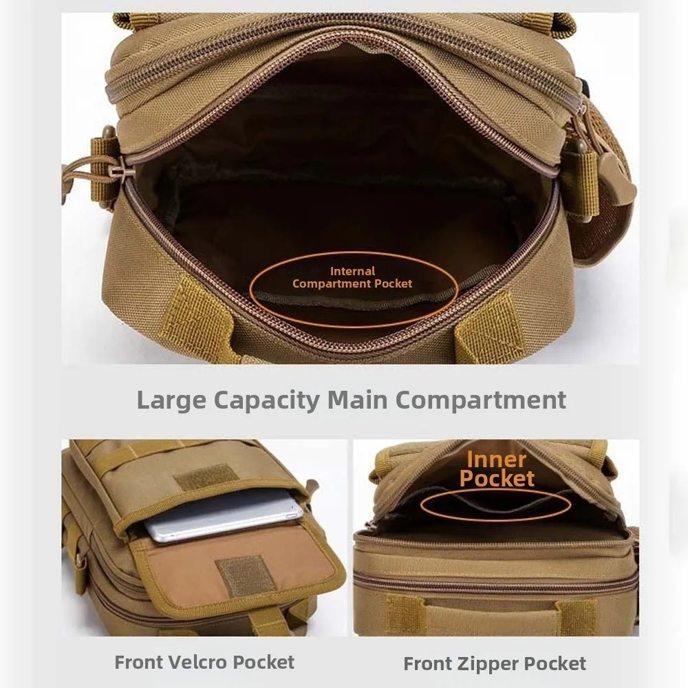 

Large Capacity Nylon Chest Bag Wear-Resistant Anti-splash Water Men's Multi-functional Sports Satchel Solid Color Lightweight