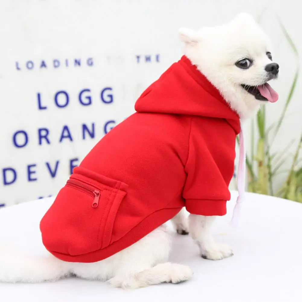 Pet Hoodie Clothing Pullover with Zipper Pocket Clothes for small dogs одежда для мелких собак