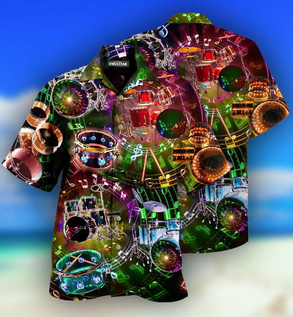 Hawaiian Shirts 3D Printed Beach Musical Instrument Short Sleeve Cuban Shirts Y2K Clothes Casual Vintage for Men and Women