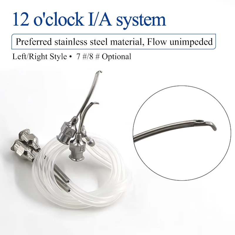 จักษุวิทยา 12 นาฬิกาอุปกรณ์ดูดเข็มดูดหลอดคู่ Ophthalmic ชลประทานเข็มเบอร์ 6 7 8 9 #