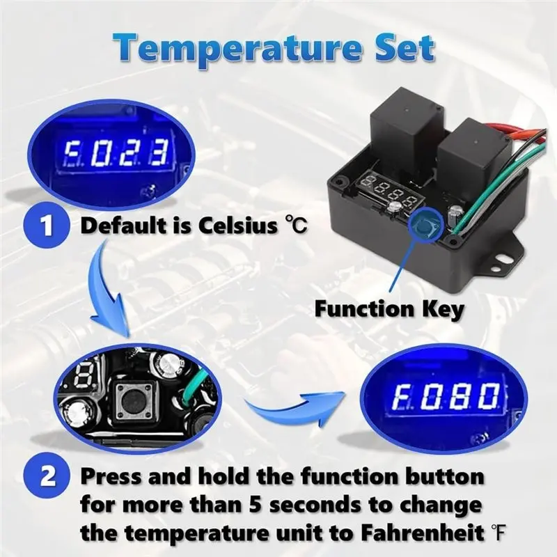 CYL-Universal Radiator Fan Controller For Switch 12V, 1Set Adjustable Electric Cooling Fan Thermostatic Relay Kit As Picture