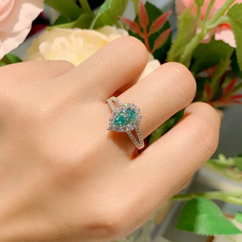 اتبع سحابة الكمثرى قص 5*8 مللي متر 1.74ct D اللون الفاخرة مويسانيت الدائري 925 فضة خواتم الخطبة للنساء هدية الزفاف #5