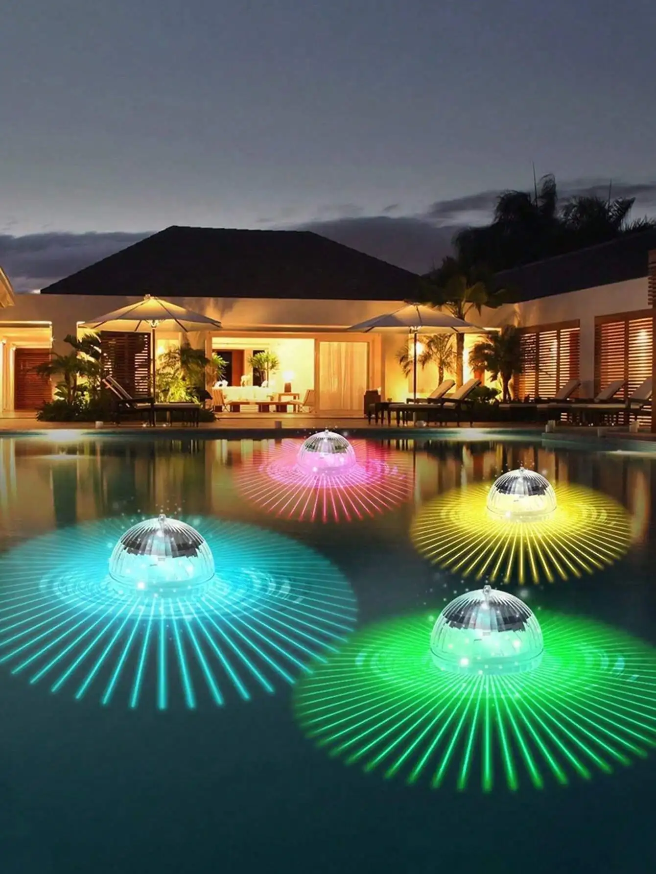 

1pc Solar Powered Led Floating Swimming Pool Light, Color Changing Waterproof Pond Fountain Light Underwater Light Submersible L