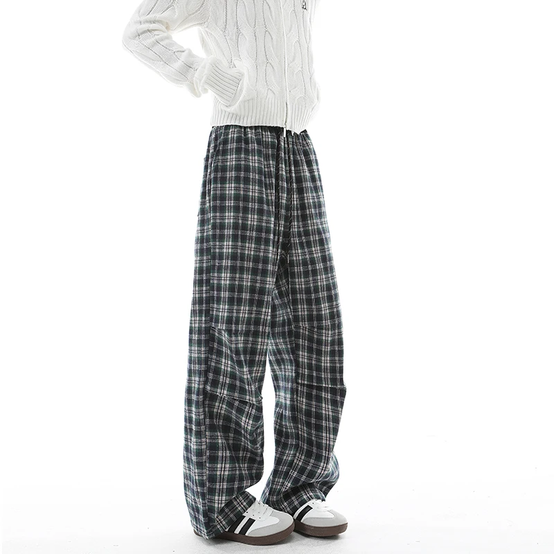 

Summer Casual Pants Men Fashion Retro Plaid Pants Men Streetwear Hip-hop Wide Leg Pants Mens Vintage Trousers Plus Size 4XL