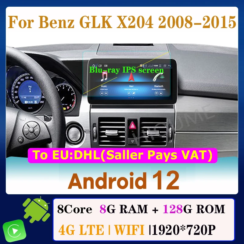 

12.5" /10.25" Android 12 8G+128G Car DVD Radio Multimedia Video Player GPS Navigation For Mercedes Benz GLK Class X204 2008-2015