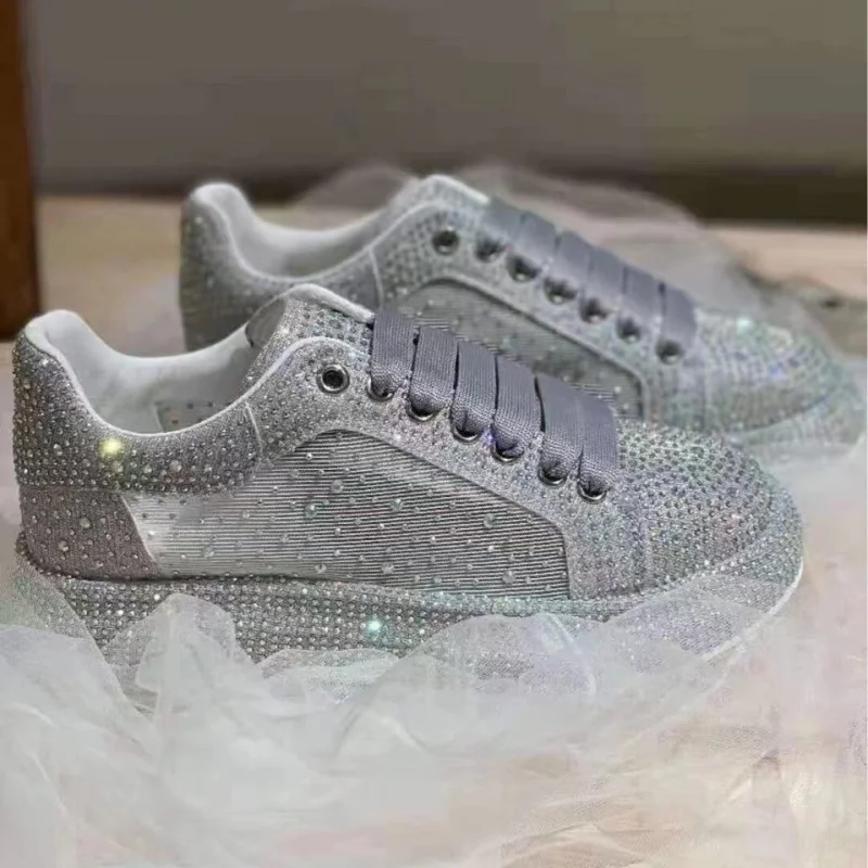 

N93AB Diamond Women's Summer Thin Mesh Breathable Sports Casual Thick Bottom Shoes Fashionable All-Match Flat Shoes