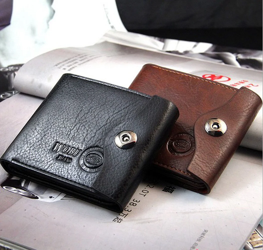 

Men's PU Leather Wallet Multifunctional Short Design Coin Pocket With Multi Card Slots & ID Window