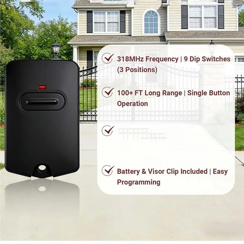 L62A RB741 For GTO 318Mhz FM135, 9 Dip Remote Control For Mighty Mule Gate Opener, Ideal For MM371W, MM572W
