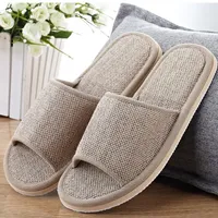 Minsu Four Seasons Linen Slippers Couples Home Indoor Star Grade Hotel Special EVA Indoor Floor Men Women's