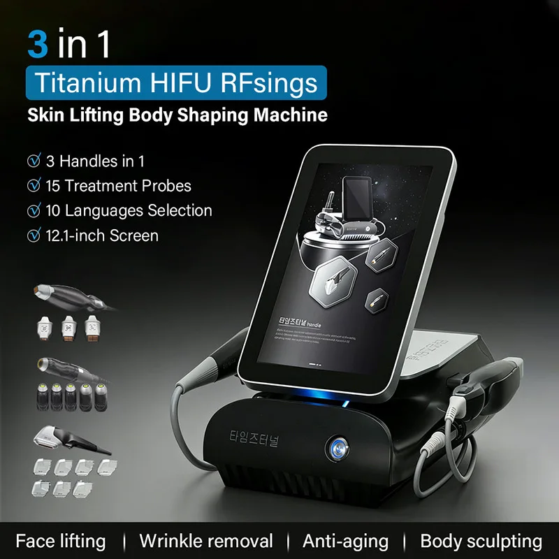 

3 in 1 Titanium Ultrasound RF Beauty Machine Skin Tightening Lifting Firming Shaping Body Care Salon Home Equipment