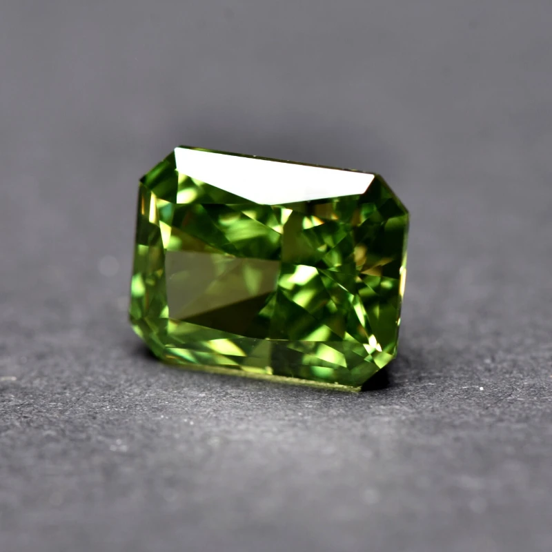 Cubic Zirconia Crushed Ice Cut Rectangle Shape Green Color 4K Cutting 5A Grade Quality CZ Artificial Gemstone 3