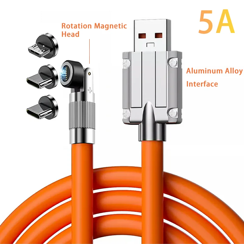 

5A Rotation Magnetic USB C Cable Fast Charging Micro USB Type C For iPhone Samsung Xiaomi Huawei P30 Android Charging Data Cable