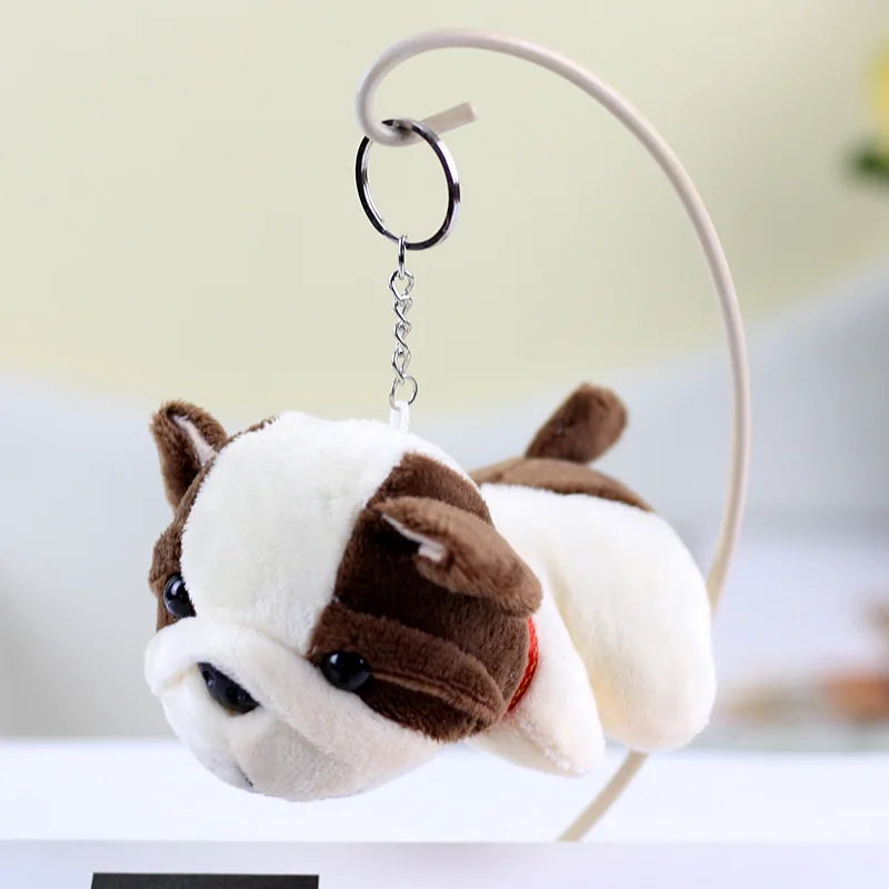 Kawaii Simulation Puppy Plush Toy Shar Pei Small Pendant Doll Keychain Bag Pendant Plush Bulldog Keychain Plush Stuffed Doll Toy