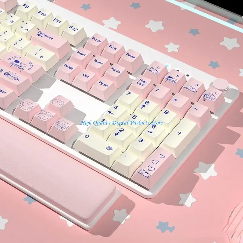 

U2JE Keycaps 145 Keys Thermal Sublimation Pussycat for Mechanical Keyboard Pink