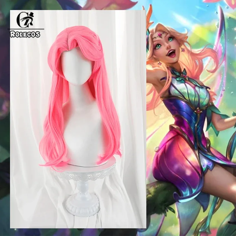 

Rolecos game lol Faerie court Lux cosplay wig 60cm pink color women wigs heat resistant synthetic hair