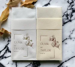 Custom 50pcs Weddding Napkins Personalized Birthday Party DINNER Cocktail Napkins and Guest Towels Bridal Shower Decoration