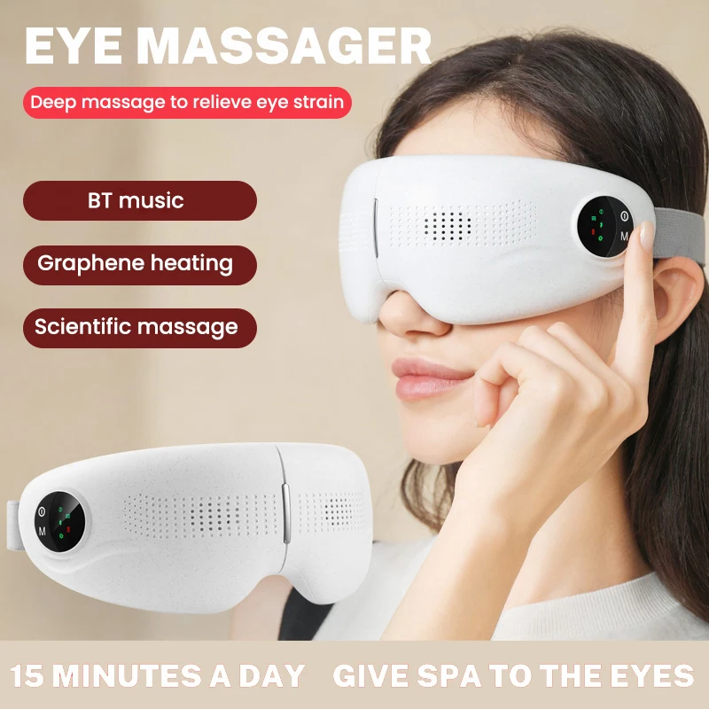 

Eye Massager Smart Vibration Heating Eye Mask Relieve Fatigue Bluetooth Music Eye Massage Relax Migraines Relief Improve Sleep