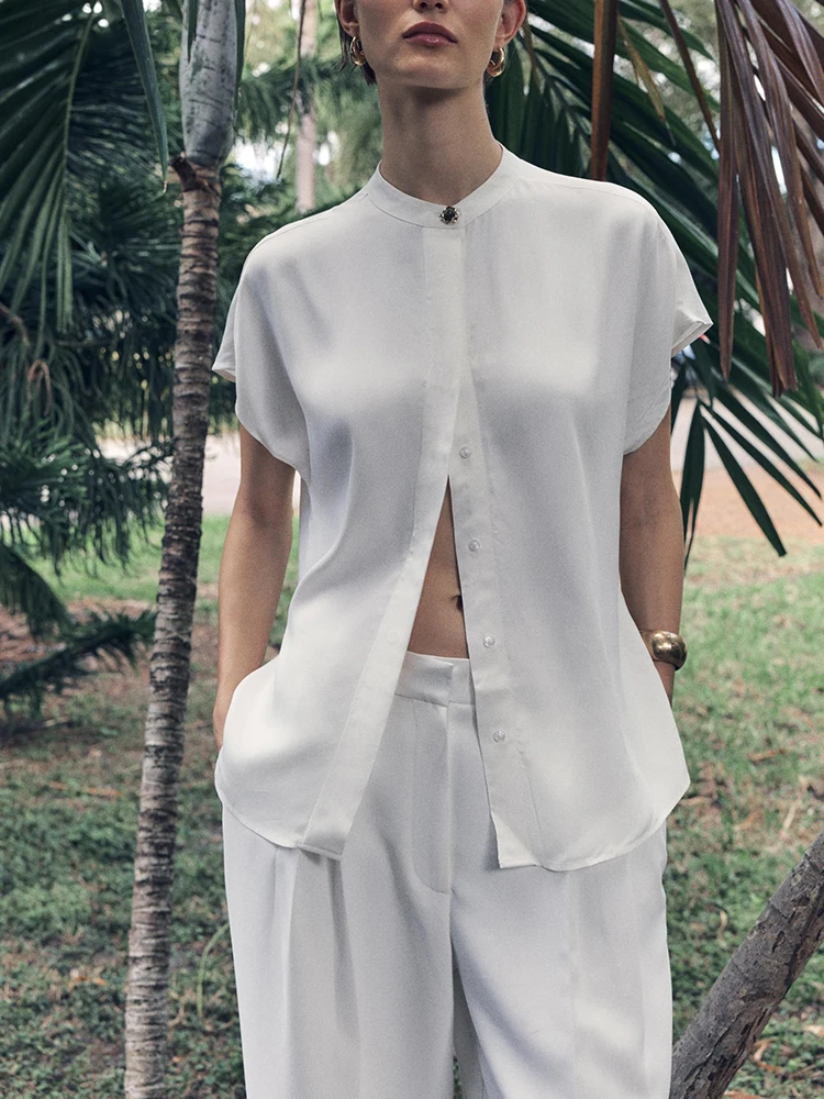 New Summer Women's Casual irt Pleated Drapey ort Sve round Ne Simple Commute Sle Top Quali Fabric Other 00%