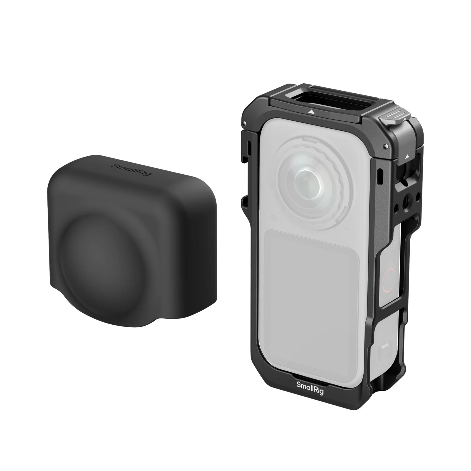 SmallRig X6 Cage for Insta360 X6 with Silicone Lens Cap Wind Noise Reduction Foam with Quick Release Mount 1/4