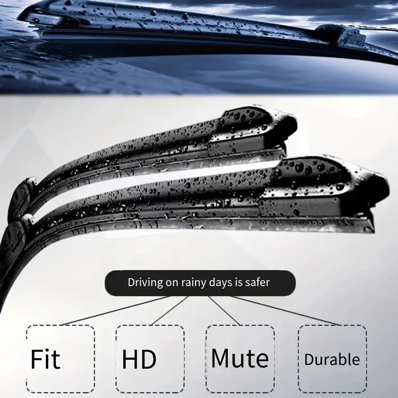 1pcs Universal J-Hook U-type Wiper Blade General U-Hook Boneless Wiper Quiet Durable Automotive Windshield Wiper Blade